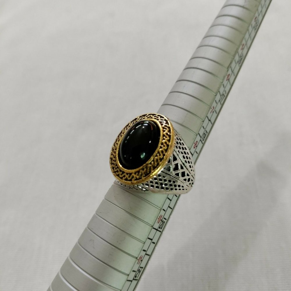 4/$20 Faux Black Onyx Obsidian Statement Ring 9